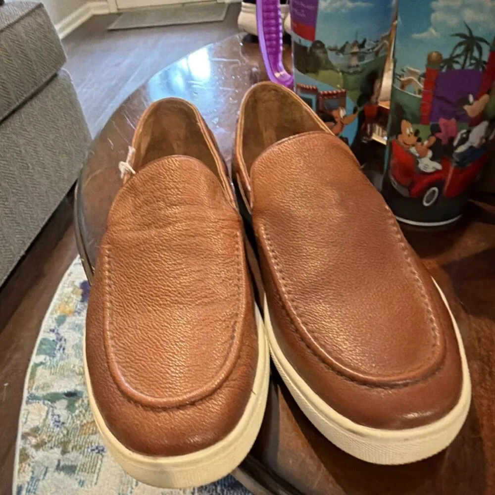 Kenneth Cole Gain Speed Men’s Brown Leather Slip-On Loafer Shoes US 10 Round Toe